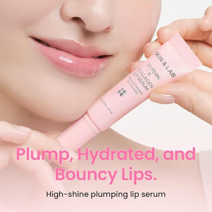 [SKIN&LAB] 3D PDRN X Collagen Lip Serum, Contains PDRN, Bakuchiol, Collagen, Plumping Effect, Smooth & Bouncy Lips, Deep Hydration – 0.35 fl. oz