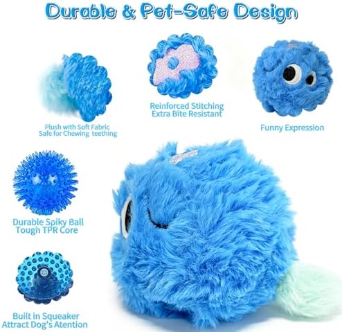 Squeaky Plush Ball Dog Toys for Small Medium Dogs, 3'' Soft Fuzz Ball