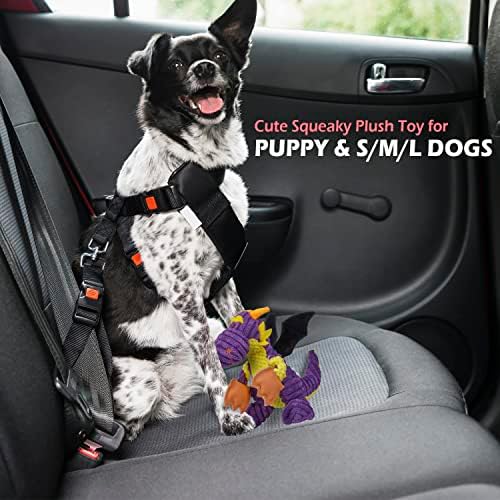 GOOLA Purple Dragon Dog Toy, Plush Squeaky Toy for Large Breeds, Interactive Fun with 5 Squeakers, Chew Toys for Puppies & Adult Dogs