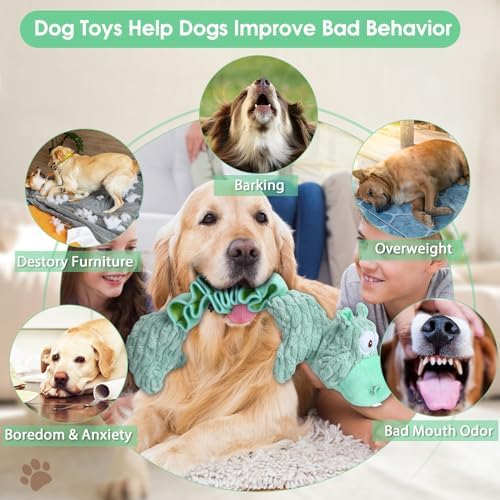 Drmstow Large Squeaky Dog Toys and Interactive Dog Tug-of-War Toy, Tough Plush Dog Toy, Cute Puppy Toys, Pet Chewable Toys Plaything for Small Medium and Large Dogs
