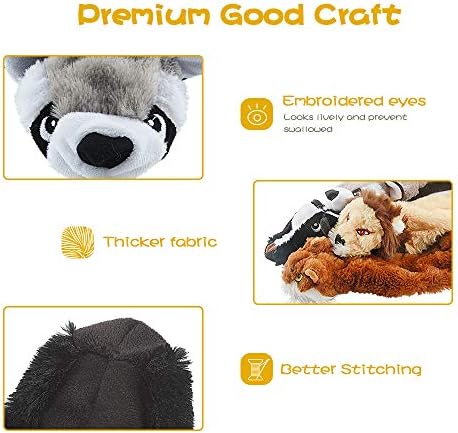 Dog Squeaky Chew Toys No Stuffing Soft Plush for Small Medium Large Breed | Best Birthday Gifts to Keep Them Busy Chewer Teething Chewing Fetch Interactive Squeakers Pet Supplies Bundle Tough Durable