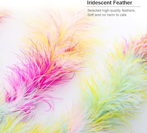 Cat Wand Toys 3 PCS Colorful Teaser Wand with Soft Furry Tail and Bell