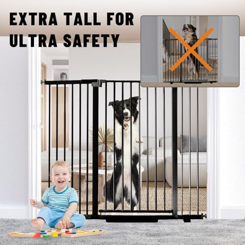 Rgqphantom 41" Tall Safety Pet Gate,Adjustable 29.92"-49.21" Wide (Black)