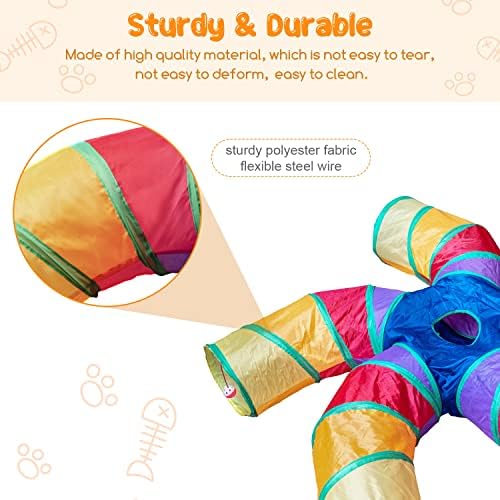 Depets Cat Tunnel for Indoor Cats, Large Collapsible Cat Tube Toys, 5-Way