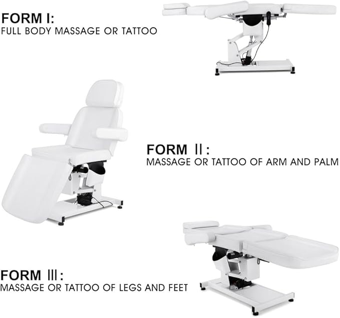 Artist hand 3 Motor Electrical Facial Bed for Esthetician 110V Massage Table Beauty Bed Medical Aesthetic Tattoo Chair with Rotatable Armrests