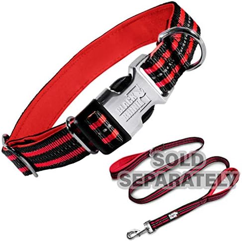 Black Rhino - The Hybrid Striped Dog Collar (Small) for Medium Large Breeds | Heavy Duty | Soft Padded Neoprene - Reflective & Adjustable - Matching Leashes Sold Separately