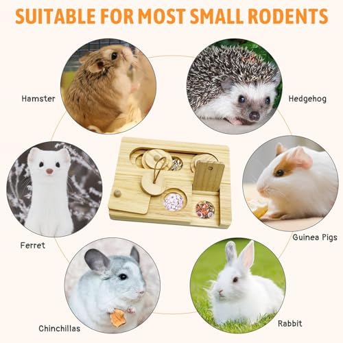 Hamiledyi Guinea Pig Foraging Toys Wooden Rabbit Toys Sniff n' Snack