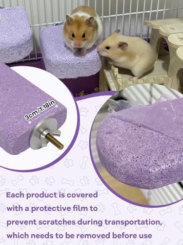 Lava Ledges for Rats 3 Pack Hamster Climbing Ledge Platform Pumice Ledge Shelf Pet Chewing Grinding Toys Small Animals Cage Accessories for Mouse Guinea Pig Gerbil Purple