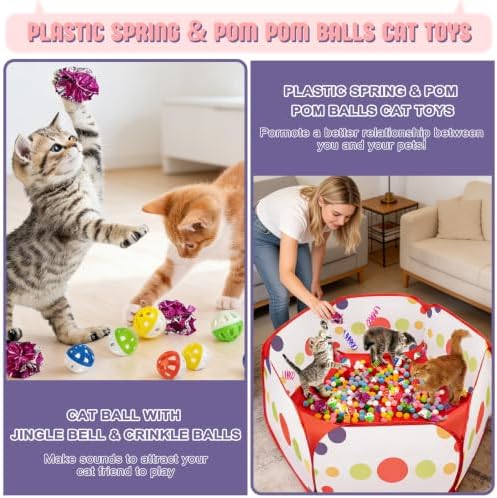 Cat Ball Pit with Balls, 176 Pcs Cat Enrichment Toys for Bored Kitten