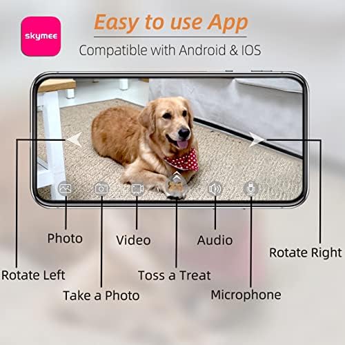 Petalk AI II Dog Camera Automatic Treat Dispenser, 5G WiFi Pet Camera with 180° Pan Full-Room View,Night Vision,Two Way Audio for Dogs and Cats,Compatible with Alexa
