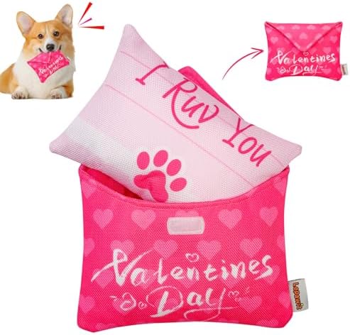 Valentine's Day Dog Toys, Squeaky Dog Toys with Crinkle for Dog Valentine's Day Gifts, Love Letter Toys for Small and Medium Dogs