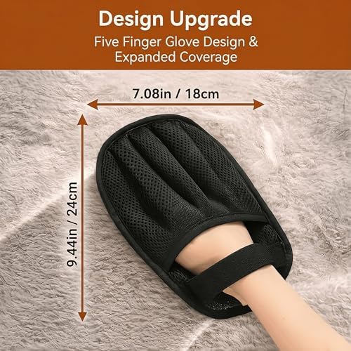 Purrmitive 2 Pack Pet Hair Removal Gloves for Dogs & Cats – Extra-Large Electrostatic Five-Finger Deshedding Mitt, Reusable Fur Remover for Couch, Carpet, Clothing & Car Seats