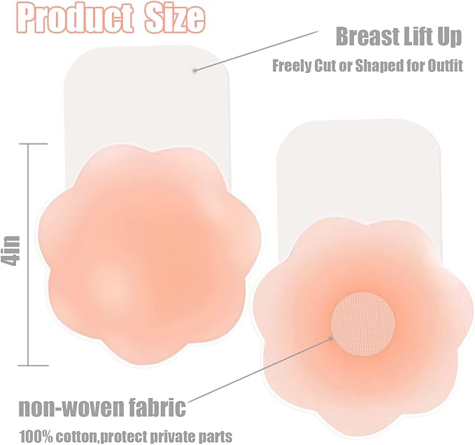 FLORENCE IISA Sticky Bra for Breast Lift Pasties Nipple Covers Invisible Silicone Adhesive Bra Petals Stick on Bra