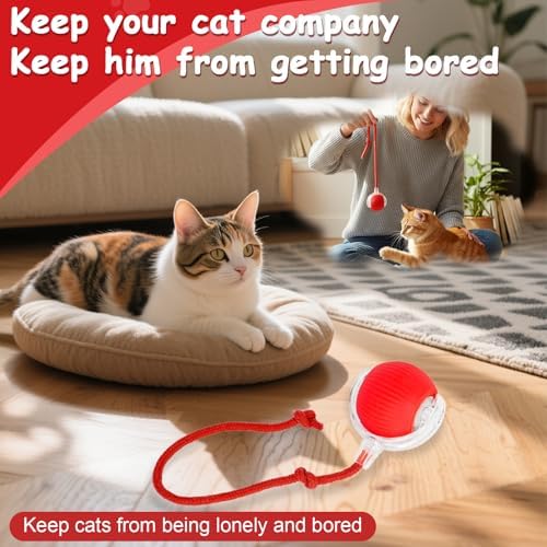Interactive Cat Toys Smart Ball for Cats and Dogs, 360° Automatic Rolling Chase, 2 Rapid-Action Tails, Designed for Indoor pet Exercise, Boredom Relief, and Fun Chase Play.(Blue)