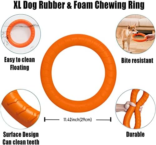 Dog Flying Disc Dog Chew Toy,Dog Toys for Aggressive Chewers Floating Dog Ring/Fetch Toys for Medium/Large Breeds Interactive Dog Pool Float Durable Toy for Training and Teeth Cleaning,28cm
