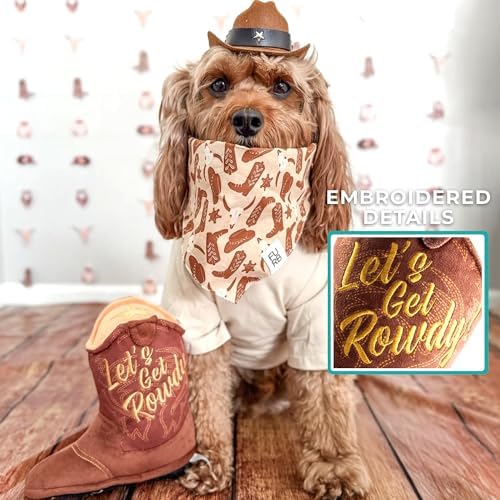 Haute Diggity Dog Cowboy Boot Plush Dog Toy, Western Stuffed Chew Toys