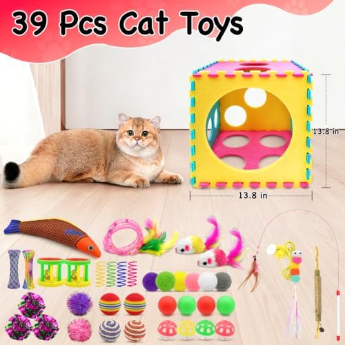39 Pcs Cat Toys for Indoor Cats, Interactive Fun