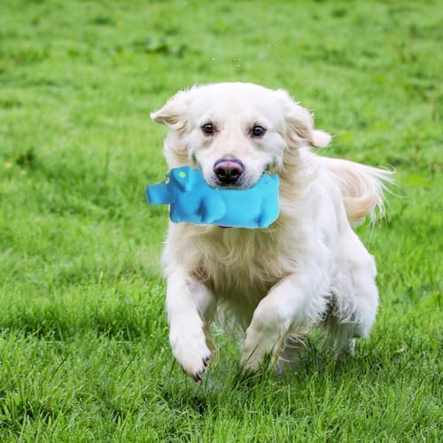 Squeaky Pig Dog Toys, Interactive Durable Latex Rubber that Oink Pig Chew Toy for Medium Large Dogs 2 Pack (Blue +Yellow)