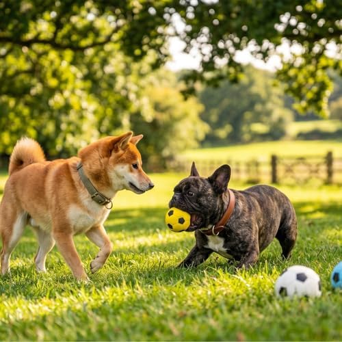 12 Pack 2 Inch Squeaky Dog Soccer Ball Toys, Soft Latex for Small Dogs