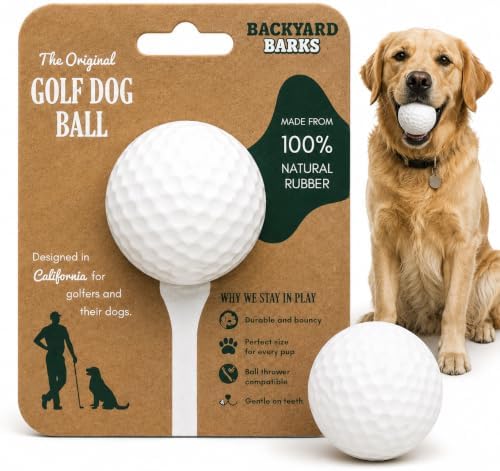 Golf Dog Toy Ball – Interactive Dog Toy for Enrichment, Fetch & Aggressive Chewers – Stuffing-Free, Natural Rubber – Fits Ball Launchers – Durable, Non-Toxic – Gift for Golf Lovers & Dogs