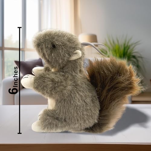 Vaulted Skulls & Co Squirrel Dog Toy w/Squeaker | Realistic Animal Plush Squirrels Dogs Toys | Stuffed Squeaky Squirrel Toy for Pets (2)