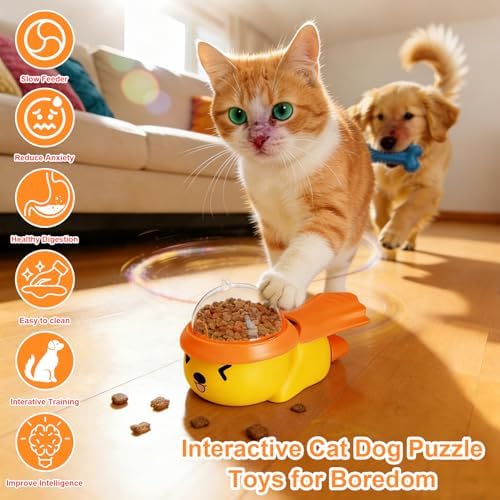 Interactive Dog Toy Food Puzzle, Treat Dispensing Slow Feeder for Dogs & Cats, Enrichment Toy to Reduce Boredom, IQ Training Toy, Pet Food Dispenser with DIY Stickers