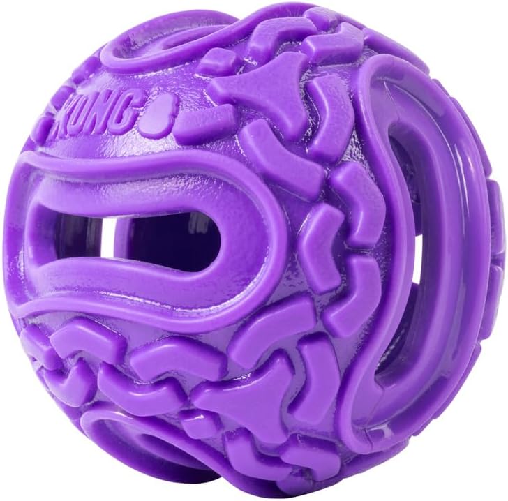 KONG Squeezz Flex Ball – Flexible Treat & Chew Holder for Dogs – Interactive Dog Toy for Fetch, Floating, & Travel – Holds Treats, Chews, & Bully Sticks (Medium/Large)