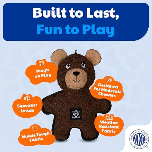 American Kennel Club Plush Dog Toy with Squeaker for Moderate Chewers, Soft Stuffed Dog Toy for Tugging, Fetch & Interactive Play, Gentle on Teeth
