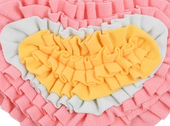 Ferret Cats Snuffle Mat Fleece Foraging Mats Interactive Feeding Toy Small Animal Rabbit Guinea Pig Rat Hamster Anti Slip Treat Dispenser Slow Feeder (Heart)