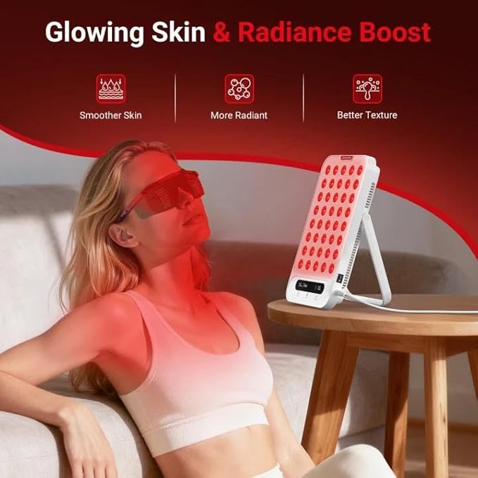 Comfytemp Red Light Therapy Panel, Near Infrared Light with 180° Adjustable Stand, Portable Panel for Face Body Travel Home, Gifts for Mom Dad Christmas Birthdays, 660nm & 850nm, 55W