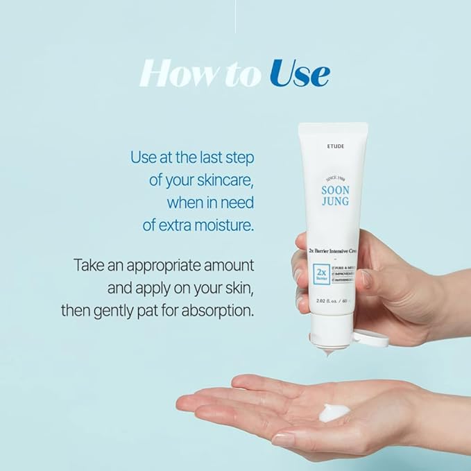 ETUDE SoonJung 2x Intensive Cream for Barrier Repair, Rich Moist, Madecassoside & Panthenol for Soothing, Face Moisturizer for Sensitive Skin, pH Balanced, Hypoallergenic, Korean Skin Care,2.02 Fl Oz