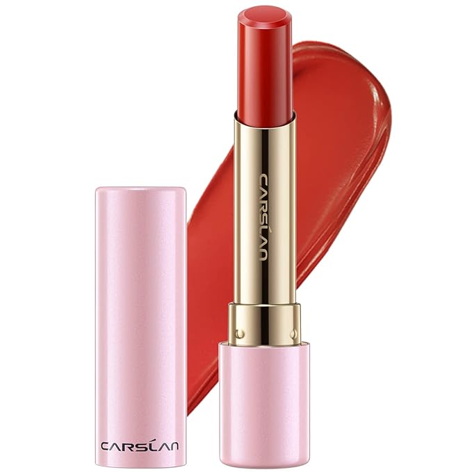 CARSLAN Moisturizing Creamy Lipstick, Long-lasting High Pigmented Lip Color, Smooth, Hydrating, Tangerine Red, 11