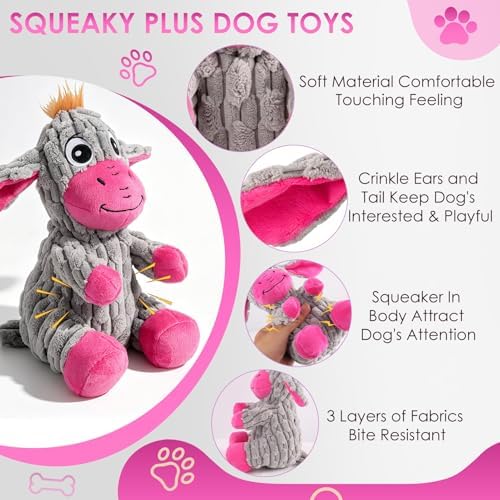 Squeaky Plush Dog Toy with Crinkle Ears for Small and Medium Dogs