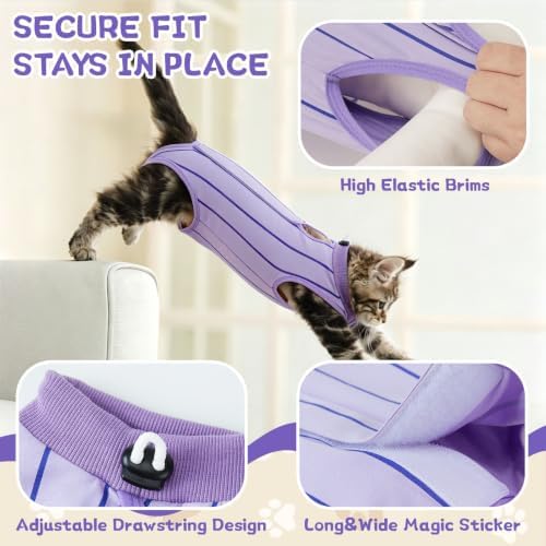 EMUST Recovery Suit for Cats, Soft Breathable Surgical Suit Anti Licking