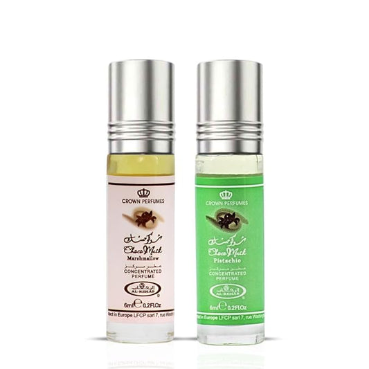 Al-Rehab Choco Musk Marshmallow & Pistachio 6ml (0.2 oz) | Sweet Gourmand Fragrance | Chocolate, Vanilla, Fruity & Nutty Scents | Long-Lasting Roll-On Fragrance Oils (Bundle)