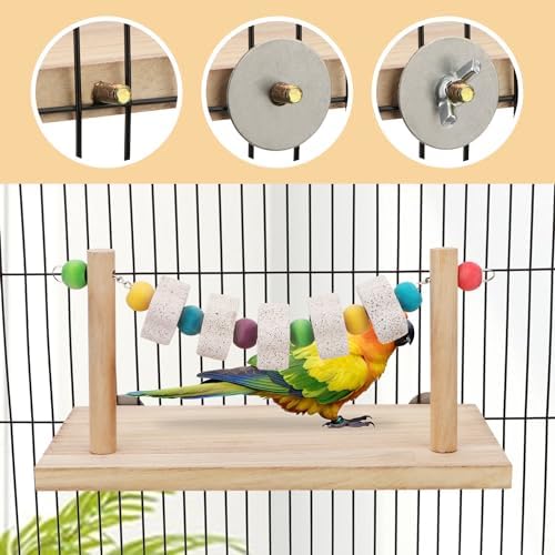 Hypeety Wooden Bird Perch Platform Pet Natural Chewing Toys Health Cage Accessories for Mouse, Chinchilla, Rat, Gerbil, Guinea-Pigs, Dwarf Hamster
