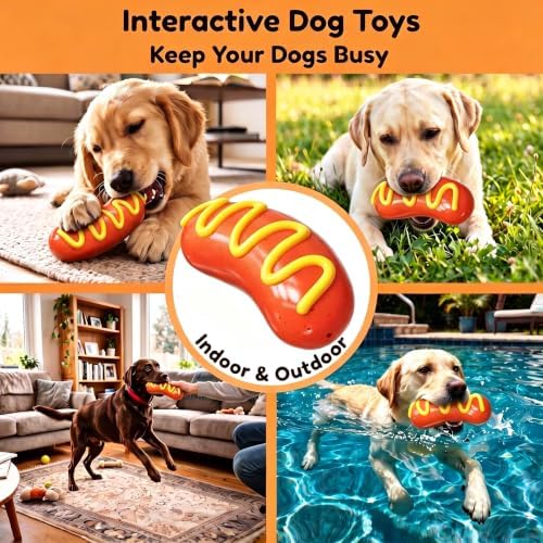 Squeaky Dog Chew Toys, Interactive Tough Indestructible Dog Toys for Aggressive Chewers, Medium to Large Dogs, Indoor & Outdoor Use