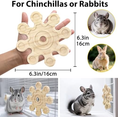 2Pcs Rotating Chinchilla Chew Toys, Kiln-Dried Wood for Teeth Care