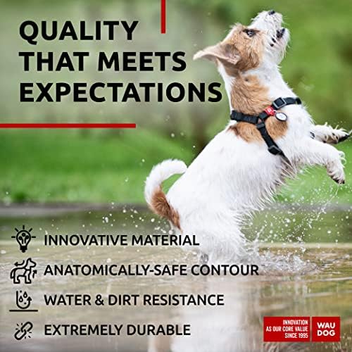 WAUDOG Waterproof Dog Harness with QR Code Tag & Metal Clasp