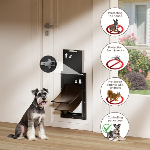 Plastic Dog Door, Medium Doggy Door for Door | Pets Up to 45 LB, Eco-Friendly, Durable Plastic Frame, Never Rust, Double Magnetic Flaps, Easy Installation, Closing Panel