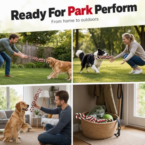 Heavy Duty Dog Rope Toys, Thick Braided Tug Toy for Small Medium Large Dogs (Red and Green, Large)