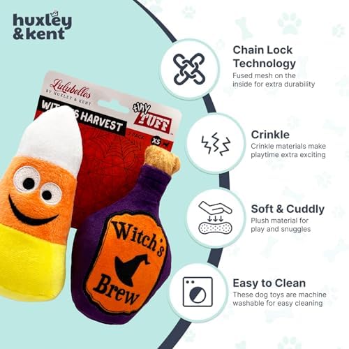 Huxley & Kent Tiny Tuff Plush Dog Toy, Witch's Harvest (2 Pack)
