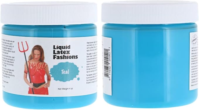 Teal 4 Oz - Liquid Latex Body Paint, Ammonia Free No Odor, Easy On and Off, Cosplay Makeup, Creates Professional Monster, Zombie Arts