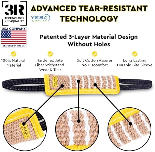 Dog Bite Tug Toy, 2 PK, 11.8"x3.5", Durable Yellow Pull Toy with 2 Handles