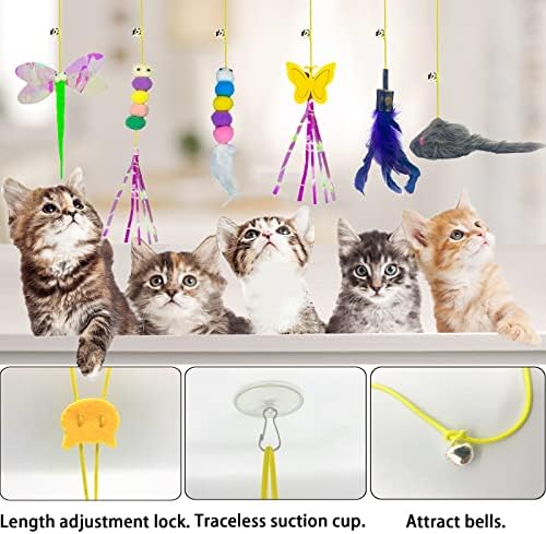 Cat Toy Hianging 6 Pcs Indoor Door Interactive Feather for Hunting