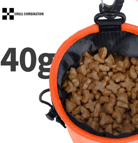 Dog Treat Pouch,Portable Puppy Dog Training Treat Bag,Hand Free Dog Walking Bag,Pet Feed Snack Reward Pocket,Dog Food Dispenser for Pet Puppy Travel or Outdoor Use (Orange)