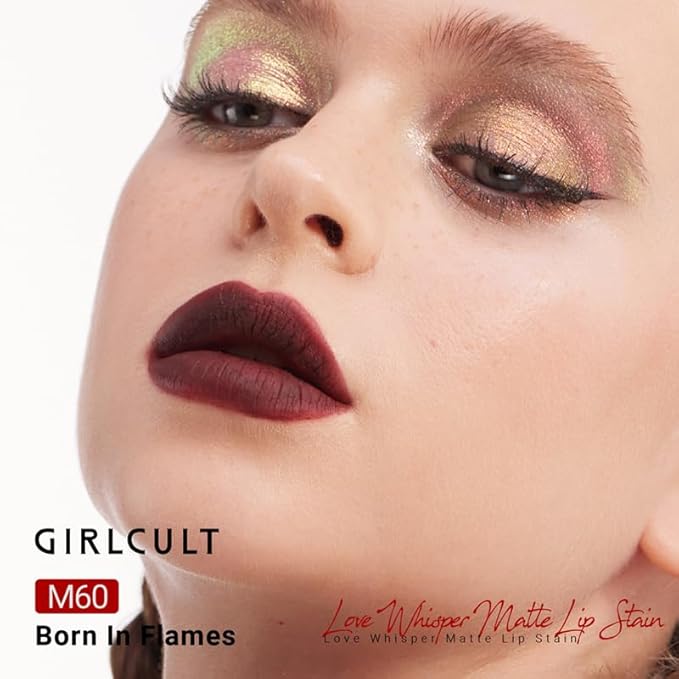 GIRLCULT Matte Lip Stain – Lightweight Velvet Lip Tint, Long Lasting Liquid Lipstick, Transfer Resistant, Non-Drying & Smudge Proof Formula (M60)