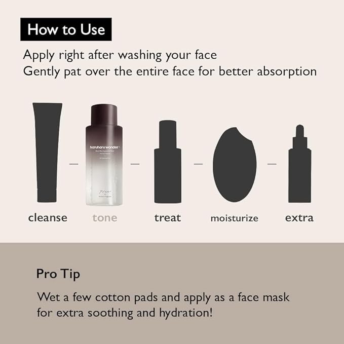 haruharu Wonder Black Rice Hyaluronic Toner for Sensitive Skin, Alcohol Free, Fragrance Free, Deep Hydration, Glass Skin, Korean Skincare, Vegan, Cruelty-Free, 10.1 fl.oz