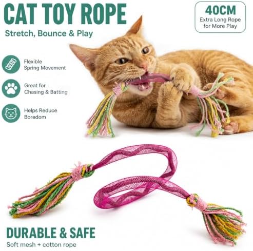 Interactive Catnip Toys for Indoor Cats, Silvervine Sticks for Cats & Cat Chew Rope Toy for Teeth Cleaning, Cat Crinkle Balls for Kitten Training and Play, Cat Toys Set for All Breeds 8Pack