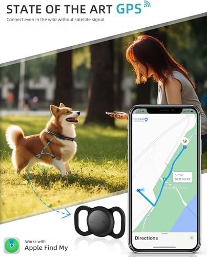 iOS Smart GPS Dog Collar, Mini Pet Activity Tracker No Monthly fee 2 Pack | iOS pet GPS tracker, no monthly fee, Apple Find My compatible, anti-lost, for dogs, cats, kids, vehicles, items.